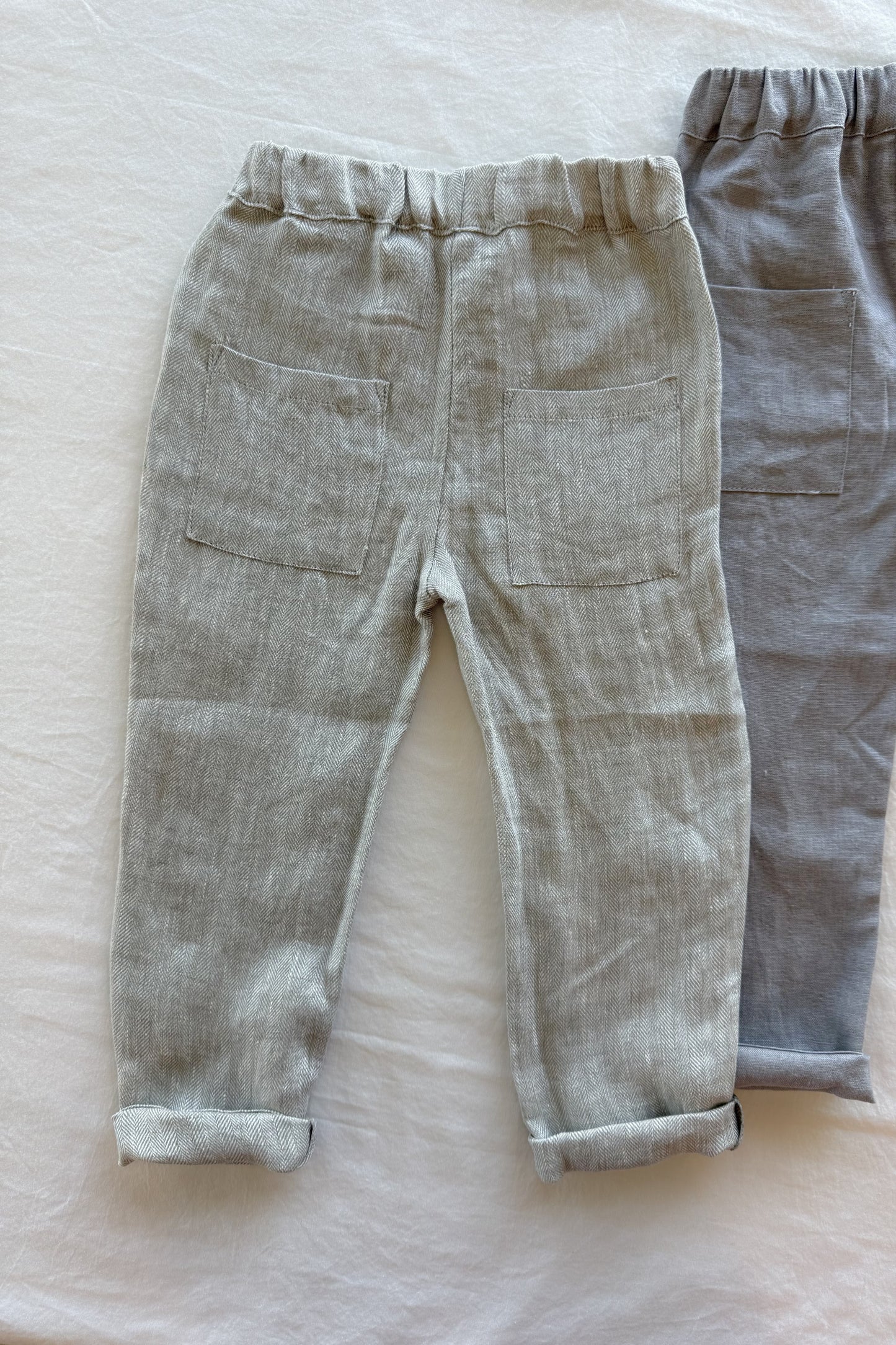 linen trousers - putty
