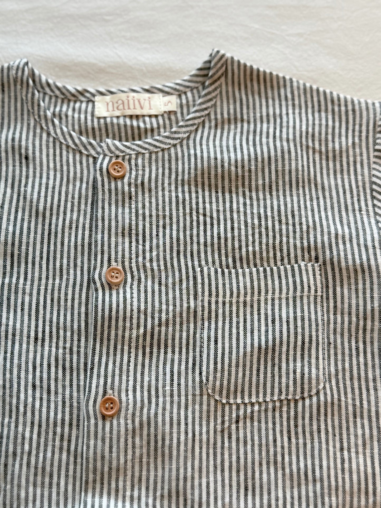 linen button shirt - midnight stripe