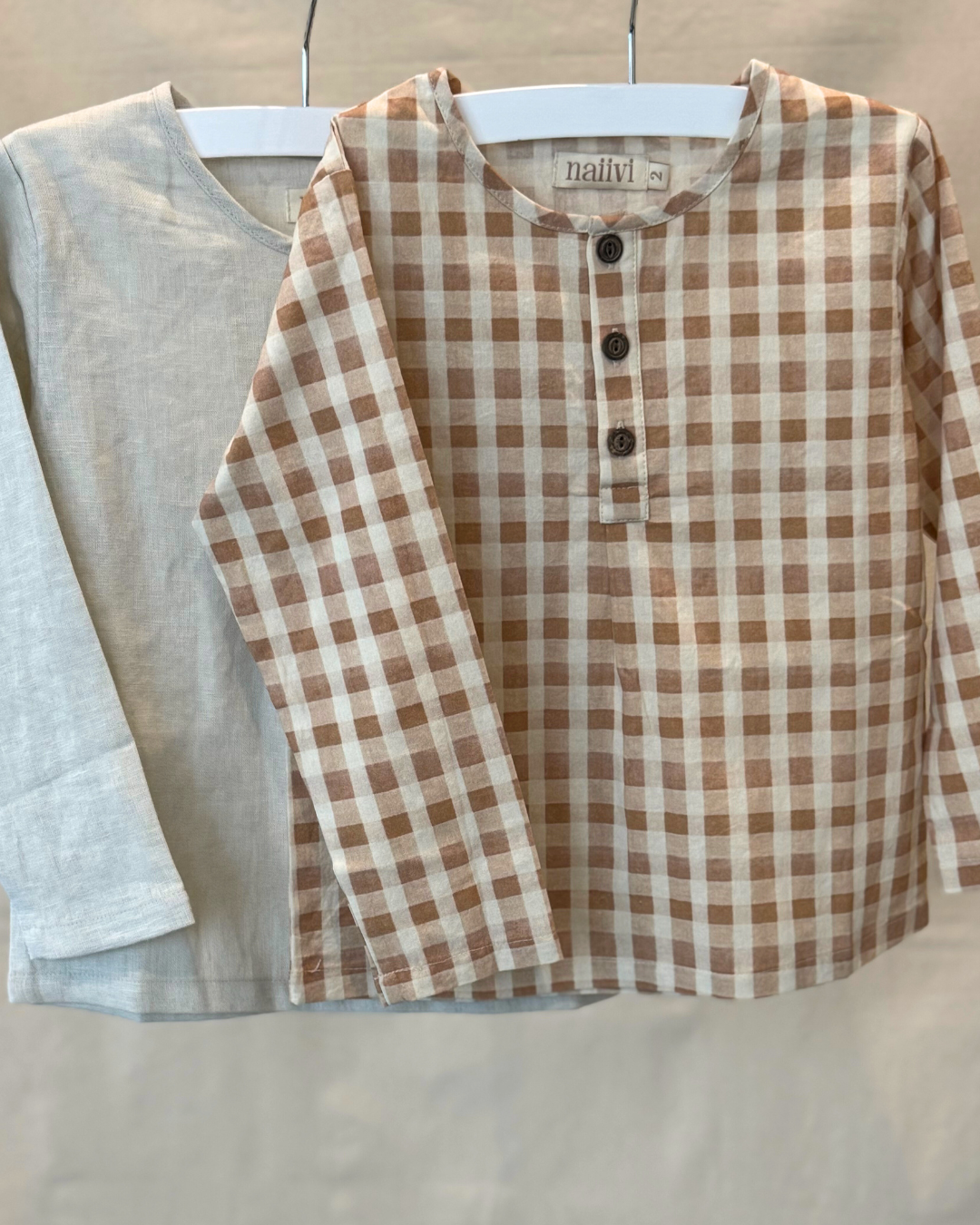 henley dress shirt - checkered gingham