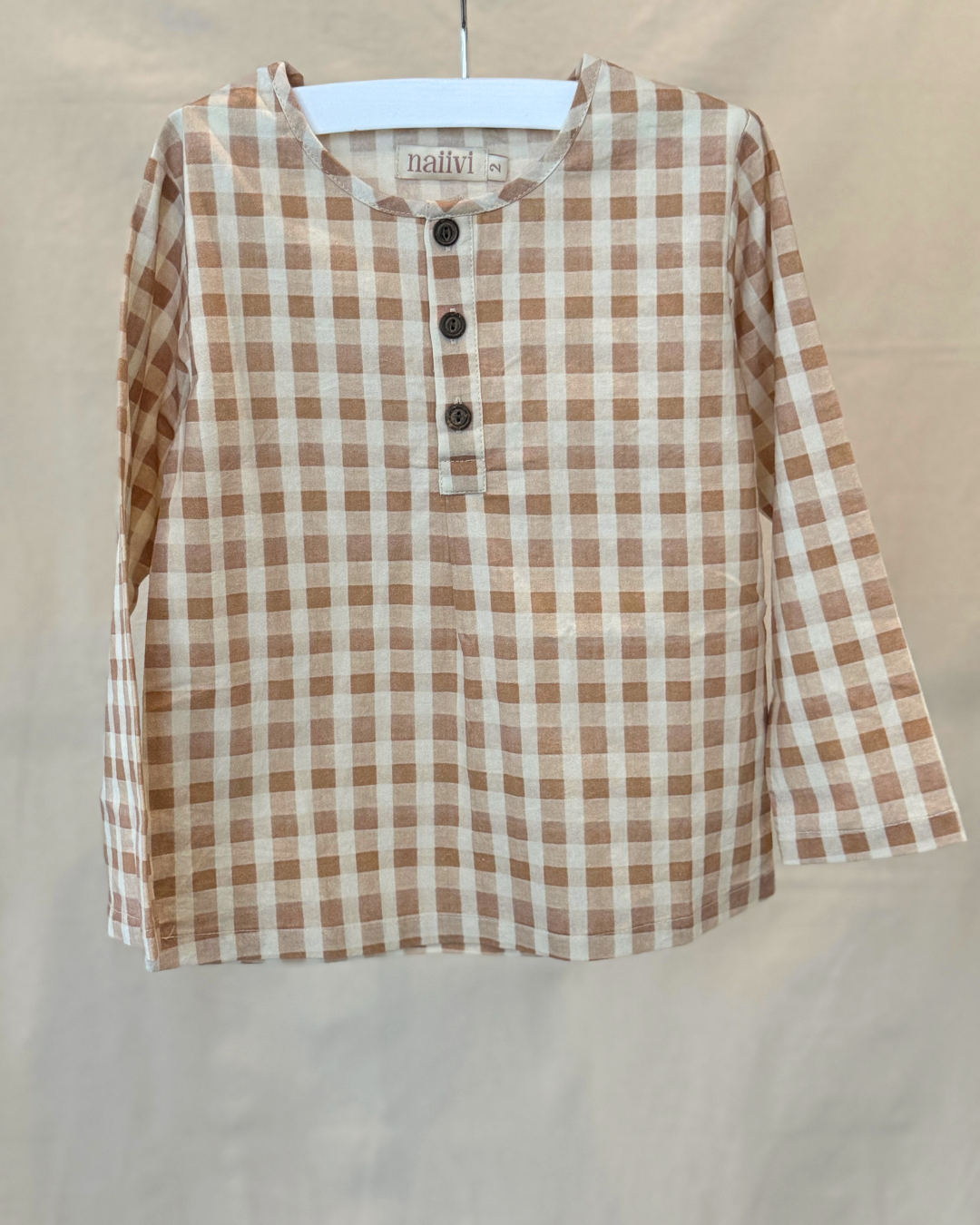 henley dress shirt - checkered gingham