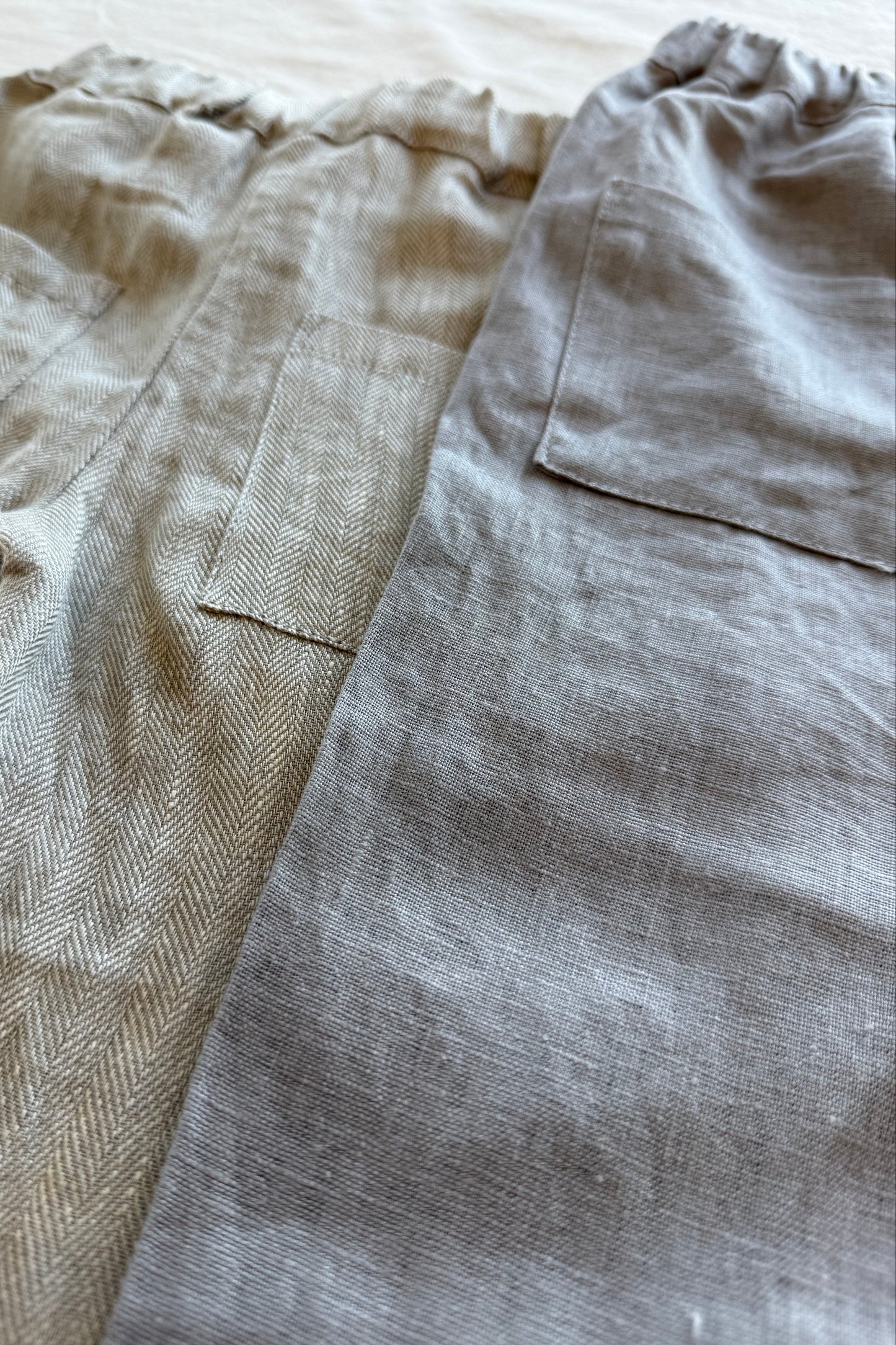 linen trousers - putty