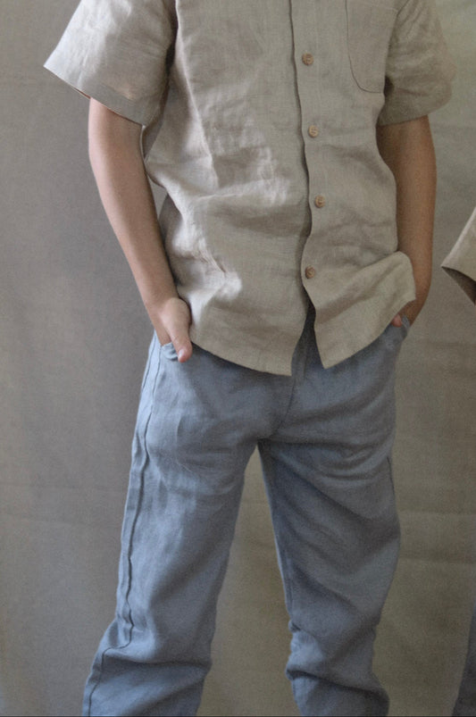 linen trousers - slate