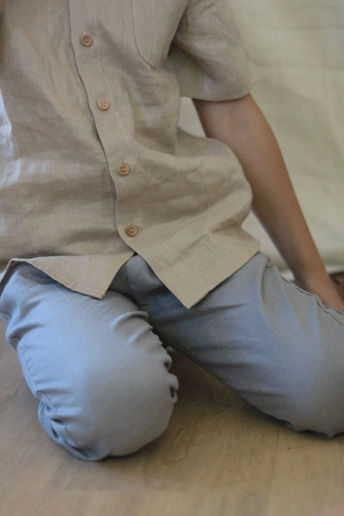 linen button shirt - wheat