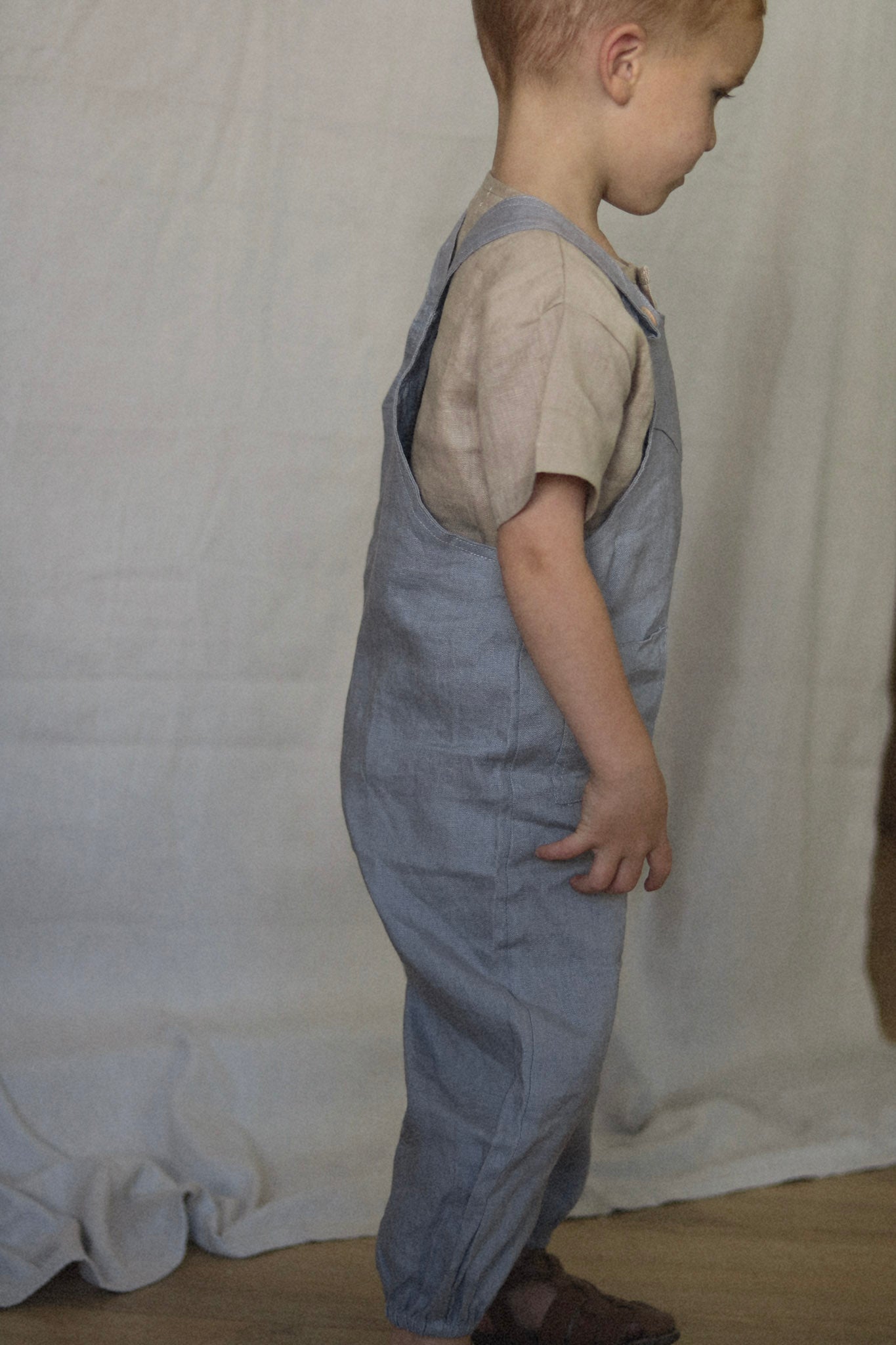 linen overalls - slate