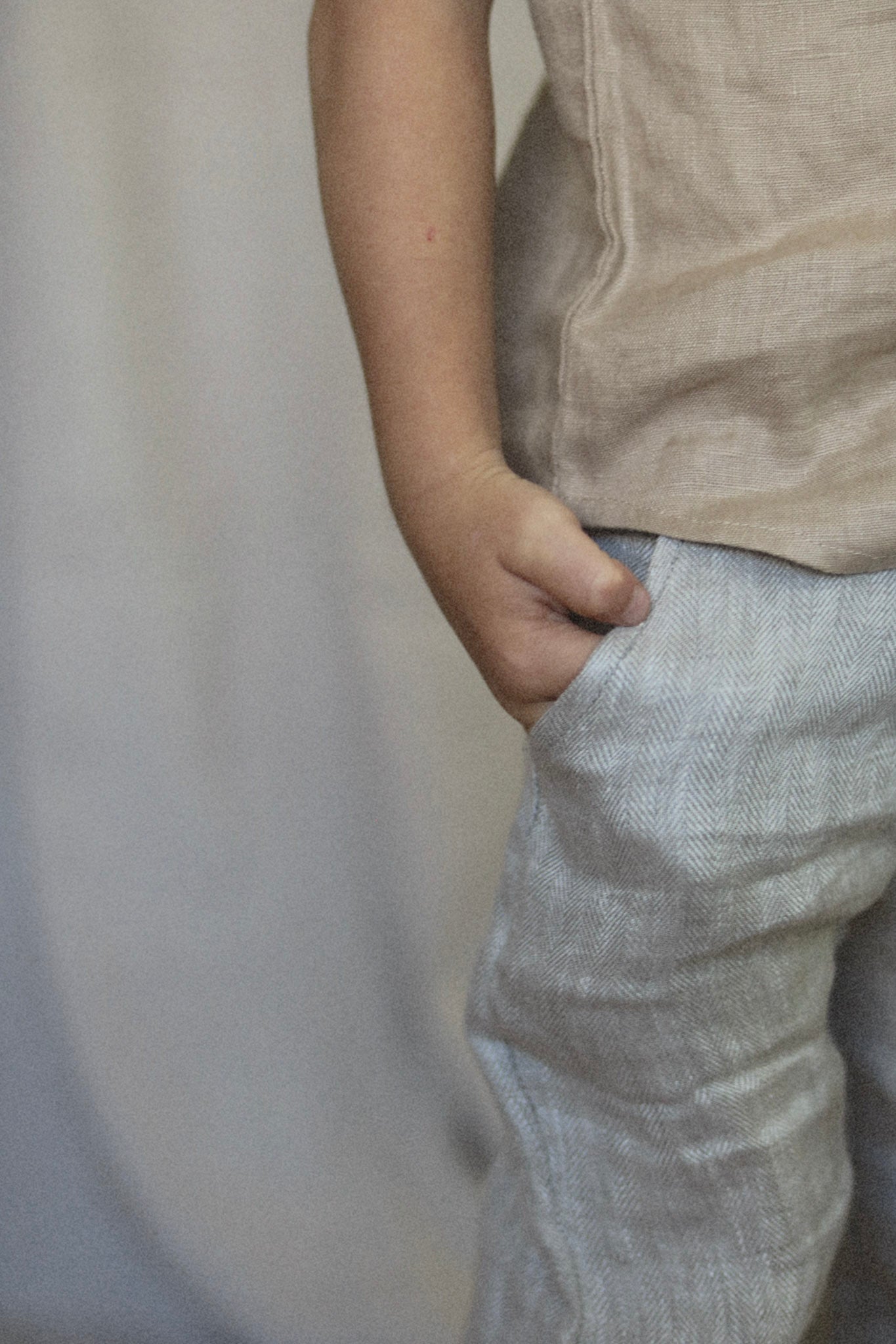 linen trousers - putty