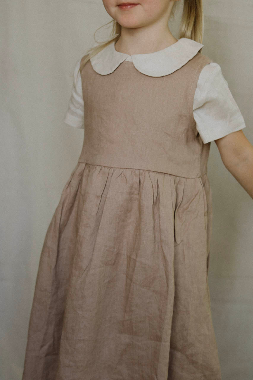 linen sleeveless dress - mushroom