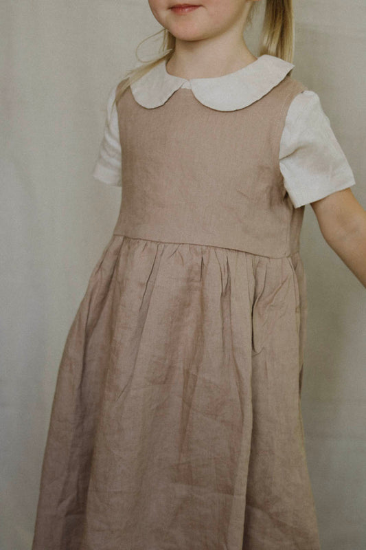 linen sleeveless dress - mushroom