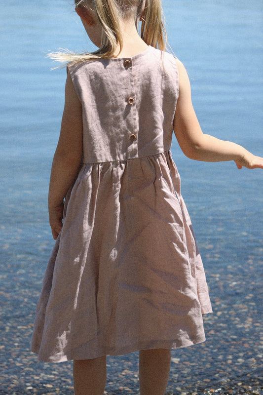 linen sleeveless dress - twilight