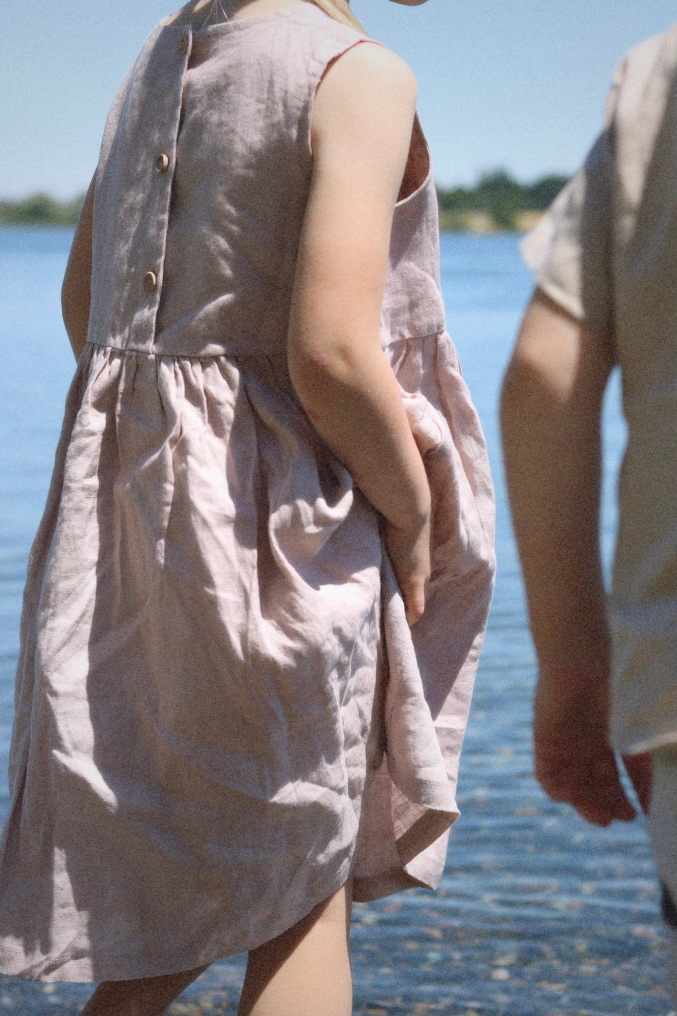linen sleeveless dress - twilight