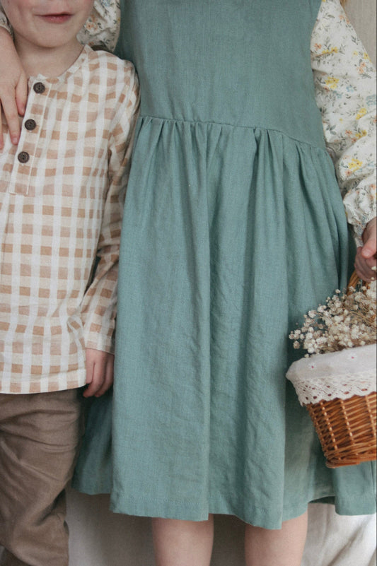 linen sleeveless dress - dark teal