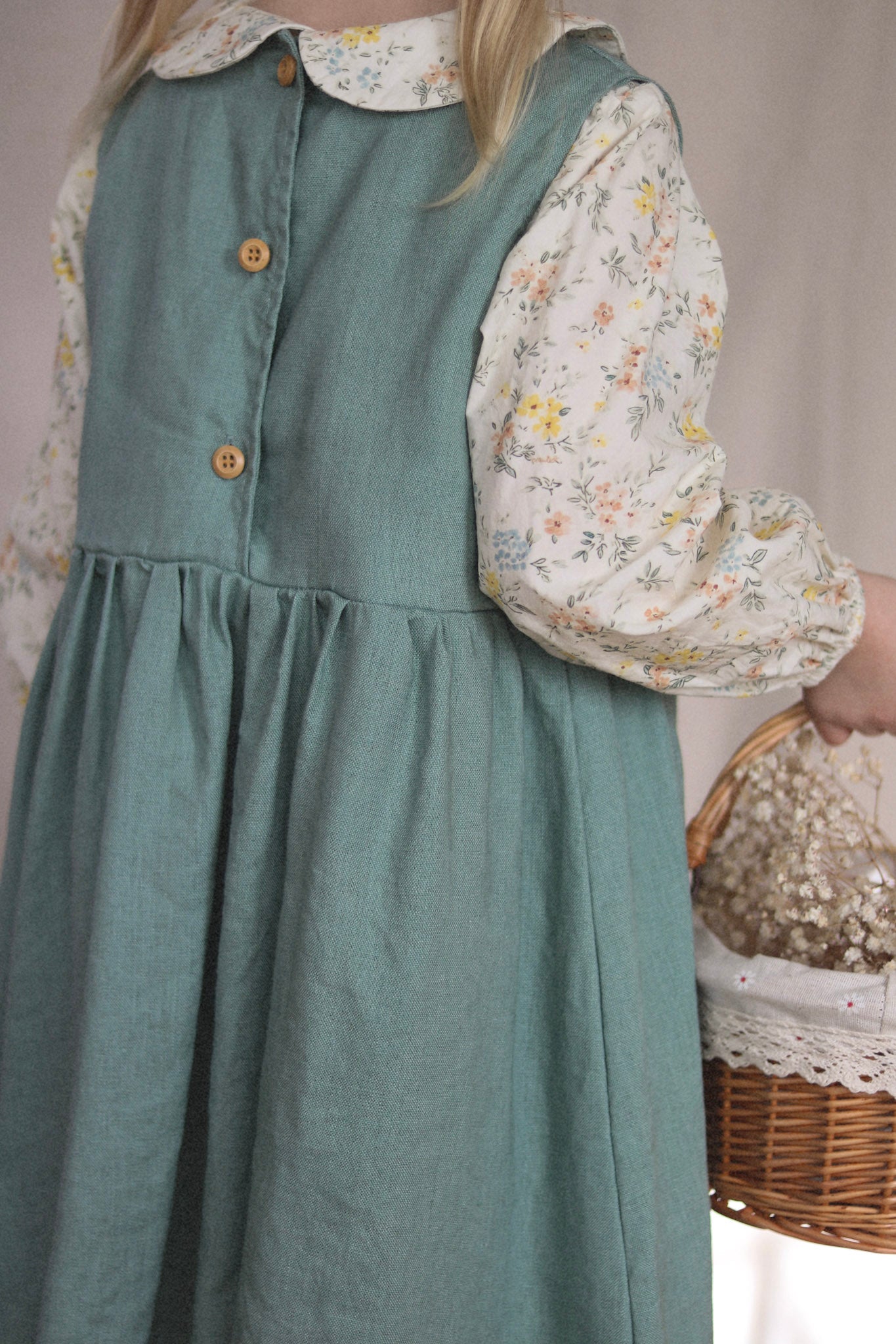 linen sleeveless dress - dark teal