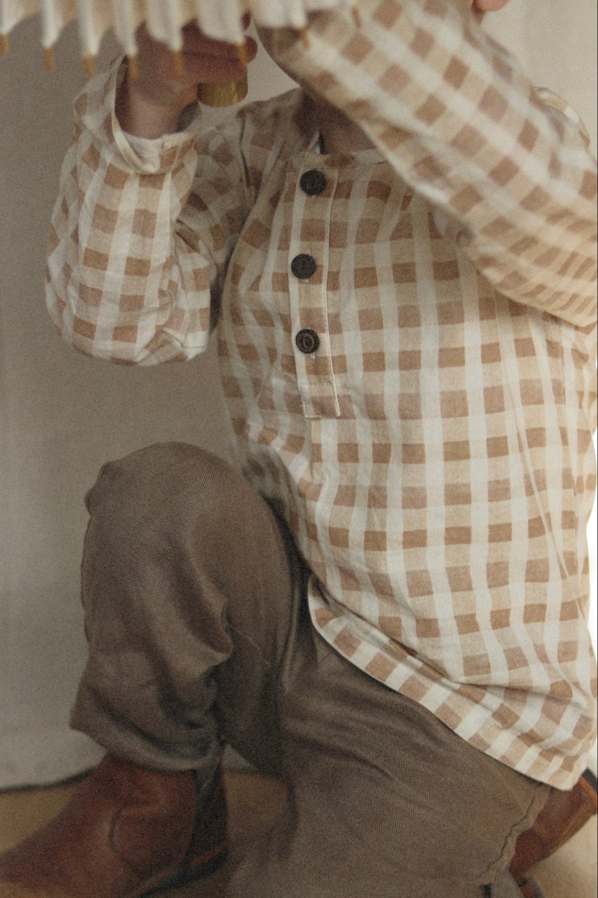 henley dress shirt - checkered gingham