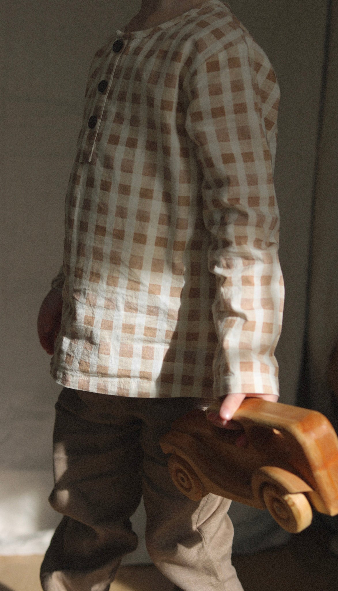 henley dress shirt - checkered gingham