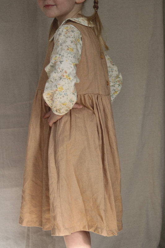 linen sleeveless dress - fawn