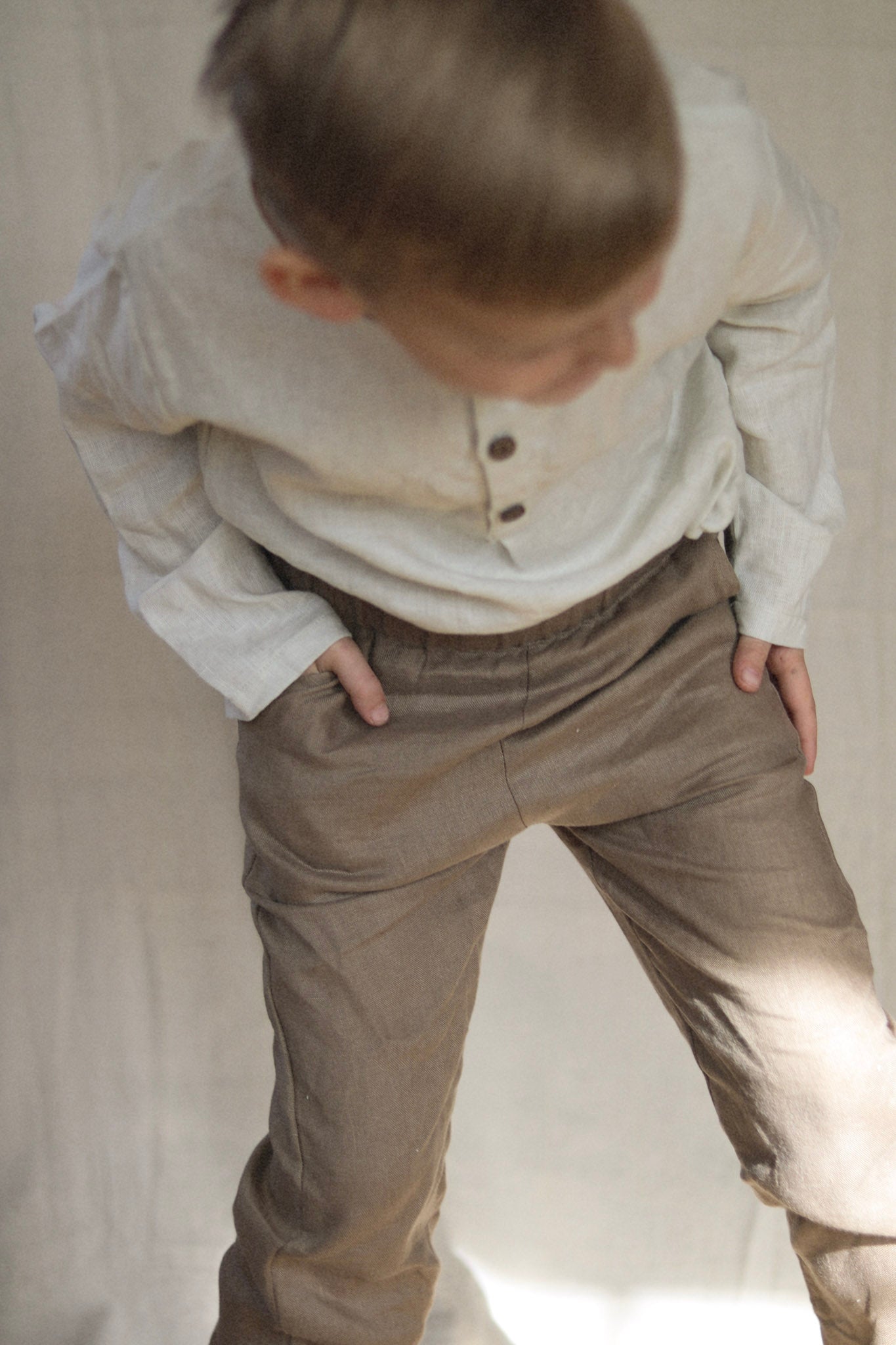linen trousers - putty