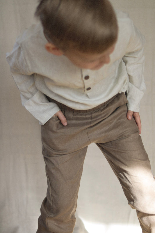 linen trousers - cocoa