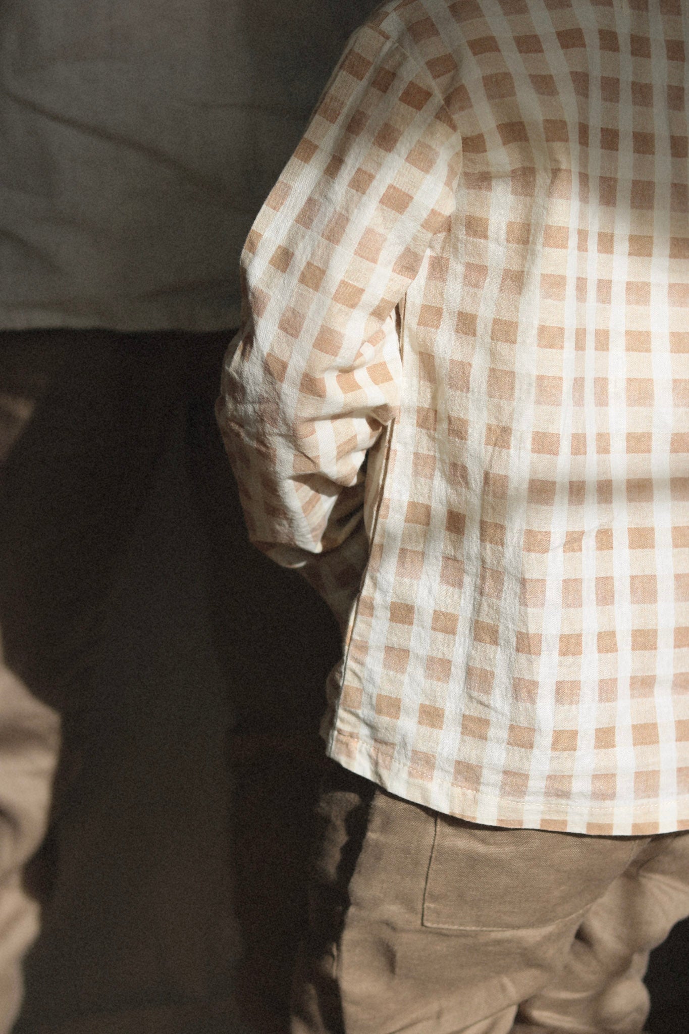 henley dress shirt - checkered gingham