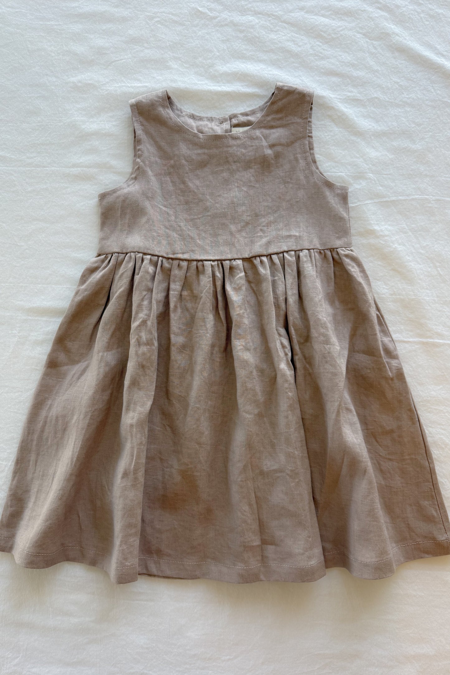 linen sleeveless dress - mushroom