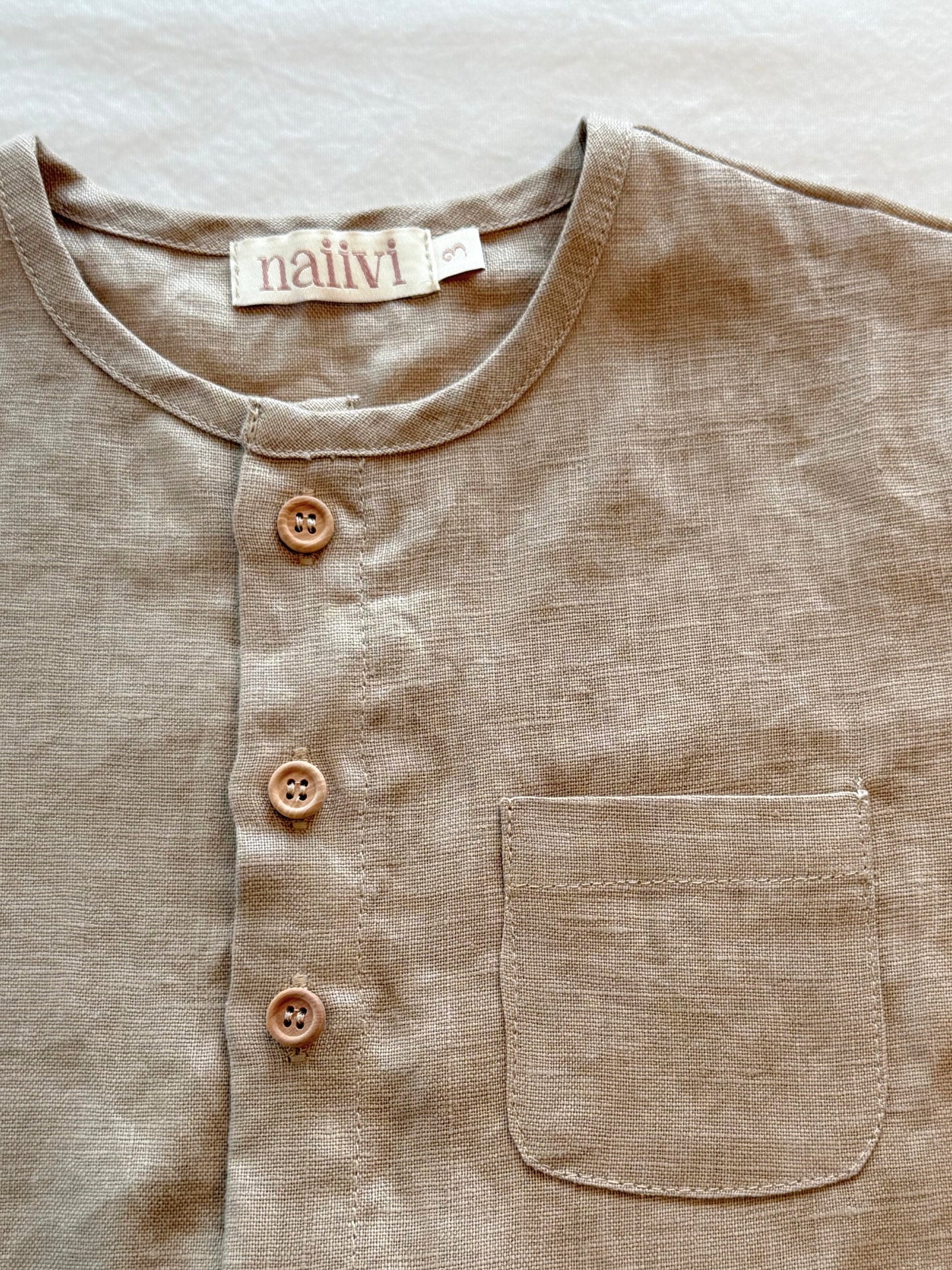 linen button shirt - wheat