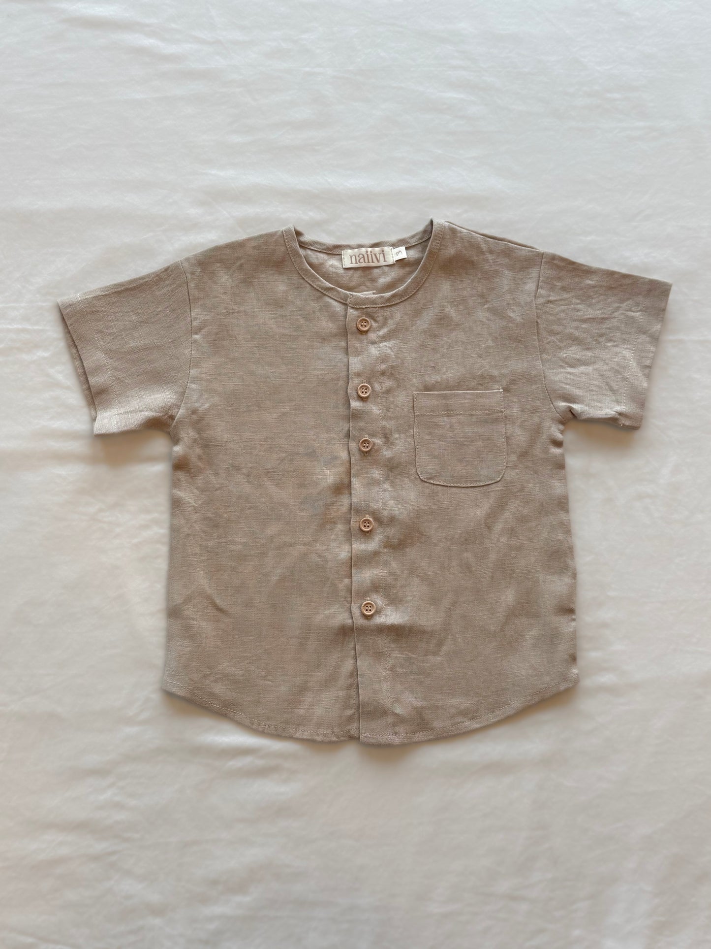 linen button shirt - wheat
