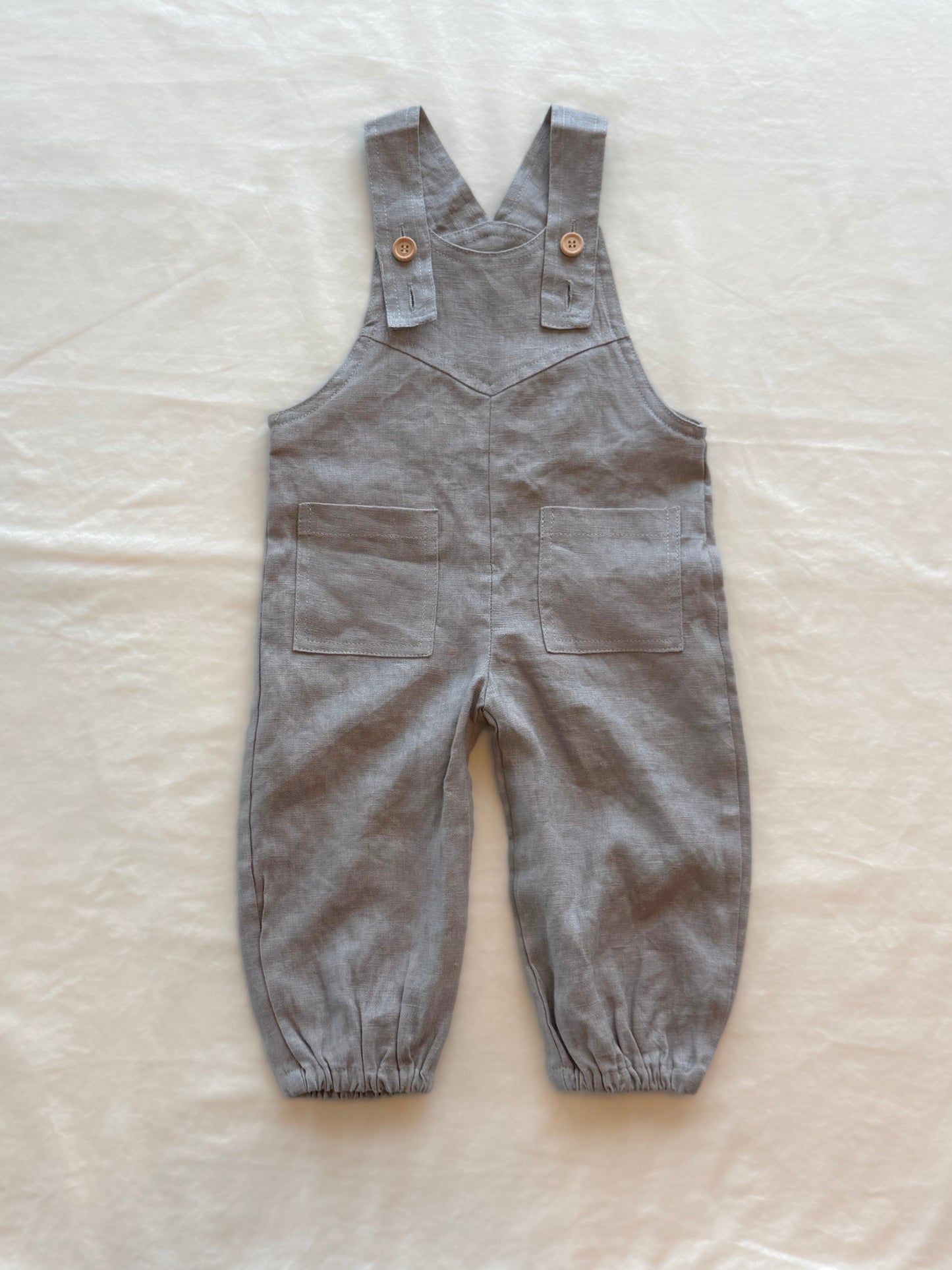 linen overalls - slate